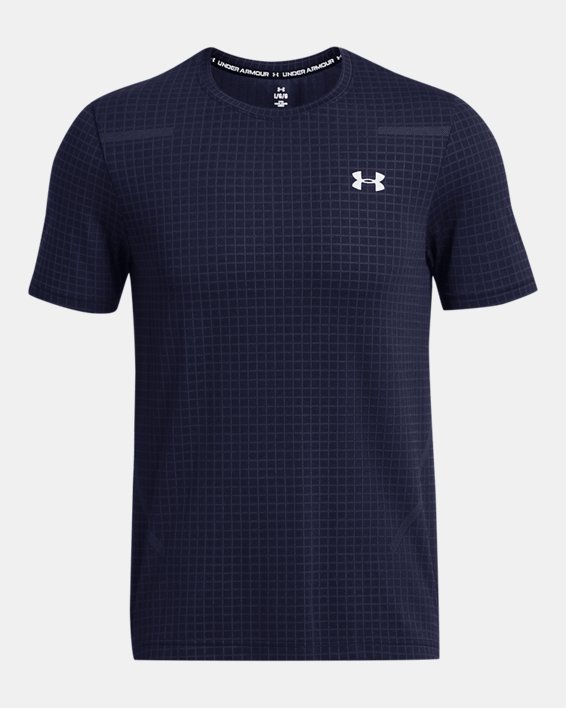 Męska koszulka z krótkim rękawem UA Seamless Grid, Blue, pdpMainDesktop image number 3